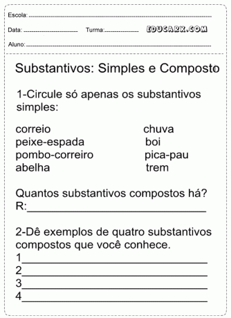 Actividades con sustantivos simples y compuestos