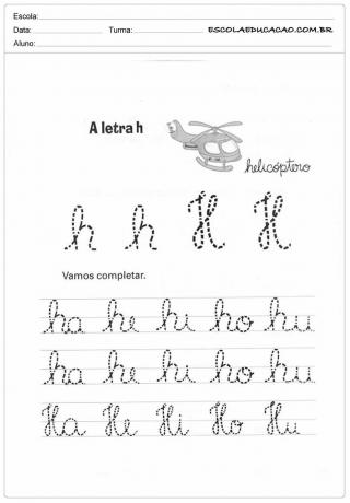 Actividad Letra H - Letra cursiva