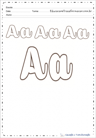 Modèles de lettres cursives a - Majuscules et minuscules pour l'impression
