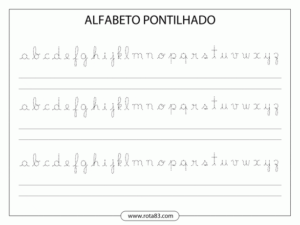 Cuaderno de caligrafía para imprimir con letras punteadas en PDF