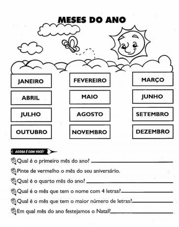 Actividades sobre los meses del año en portugués
