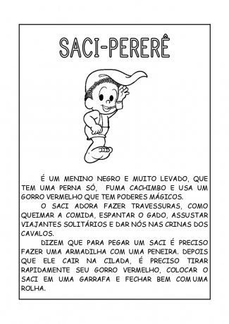 La leyenda de Saci Pererê para imprimir