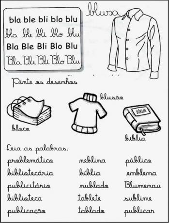 ACTIVITIES WITH THE SYLABES BLA BLE BLI BLO BLU
