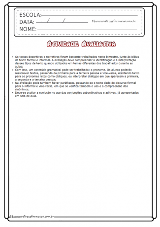 Actividades portuguesas de 5 años (evaluación) para imprimir