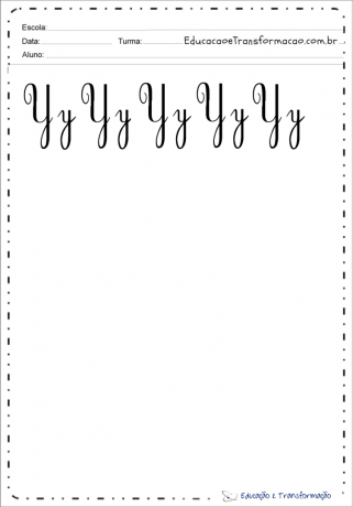 Kursywny szablon litery y do drukowania
