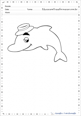 ภาพวาดปลาโลมาสีชมพูสำหรับระบายสีและพิมพ์