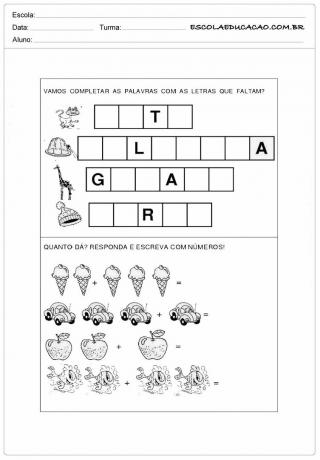 Activities with the Letter G - Fill in the Gap