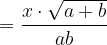 \ نقطة في البوصة {120} \ frac {x \ cdot \ sqrt {a + b}} {ab}