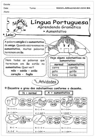 Πορτογαλικές δραστηριότητες 3ου έτους - Αυξητική