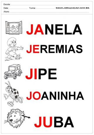 Edukacinė veikla su raide J
