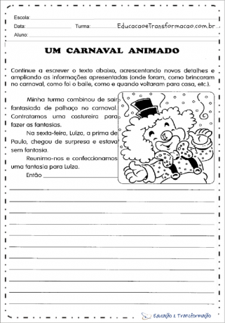 Actividades de producción de texto de carnaval para imprimir