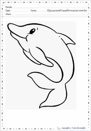 Rožiniai delfinų piešiniai, skirti dažyti ir spausdinti