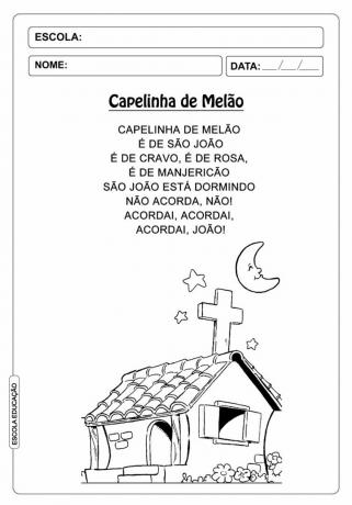 أغاني الحضانة للقراءة - Capelinha de melon للطباعة - تعليم الطفولة المبكرة