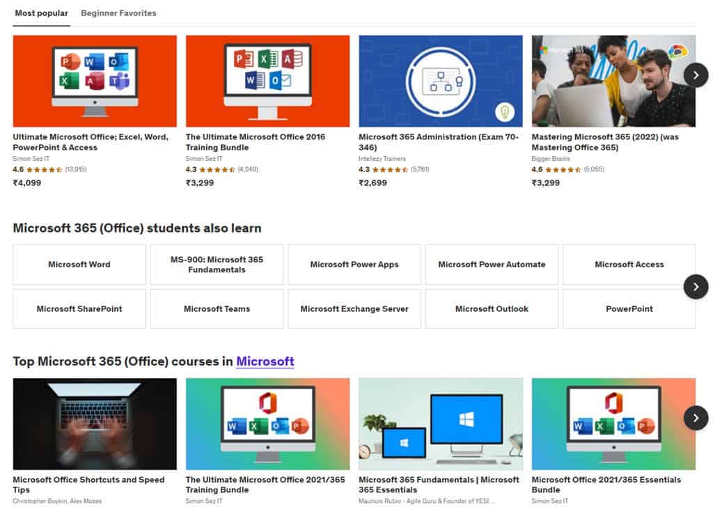 Udemy Microsoft 365 (Office) 과정