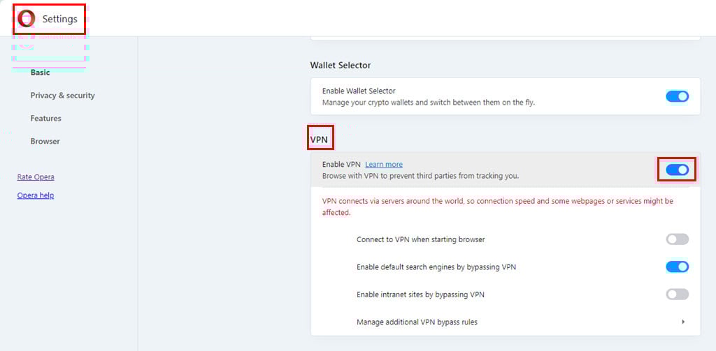 Enable VPN