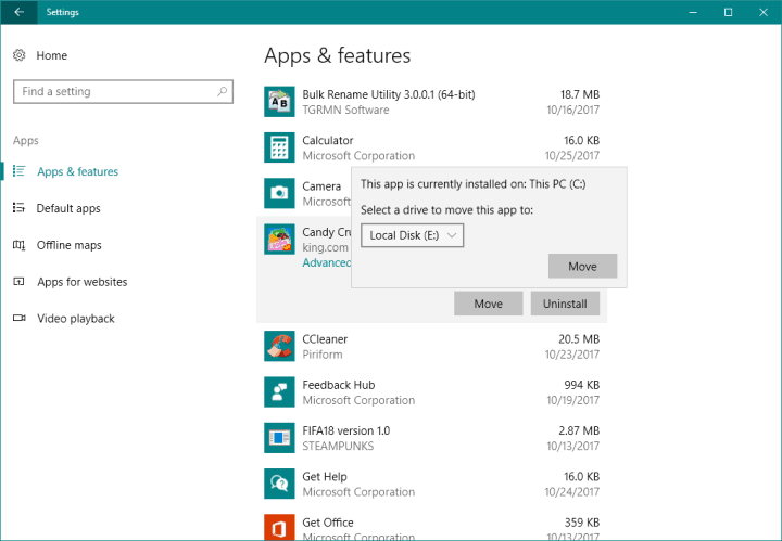 error de Windows Store 0x80073CF4 cambiar dónde se guardan las aplicaciones
