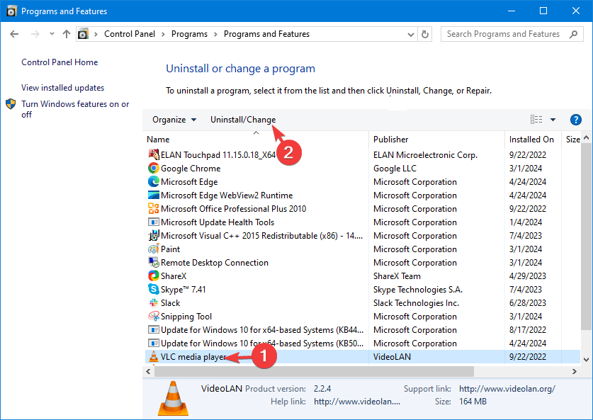 Change - Repair Apps and Programs in Windows 10