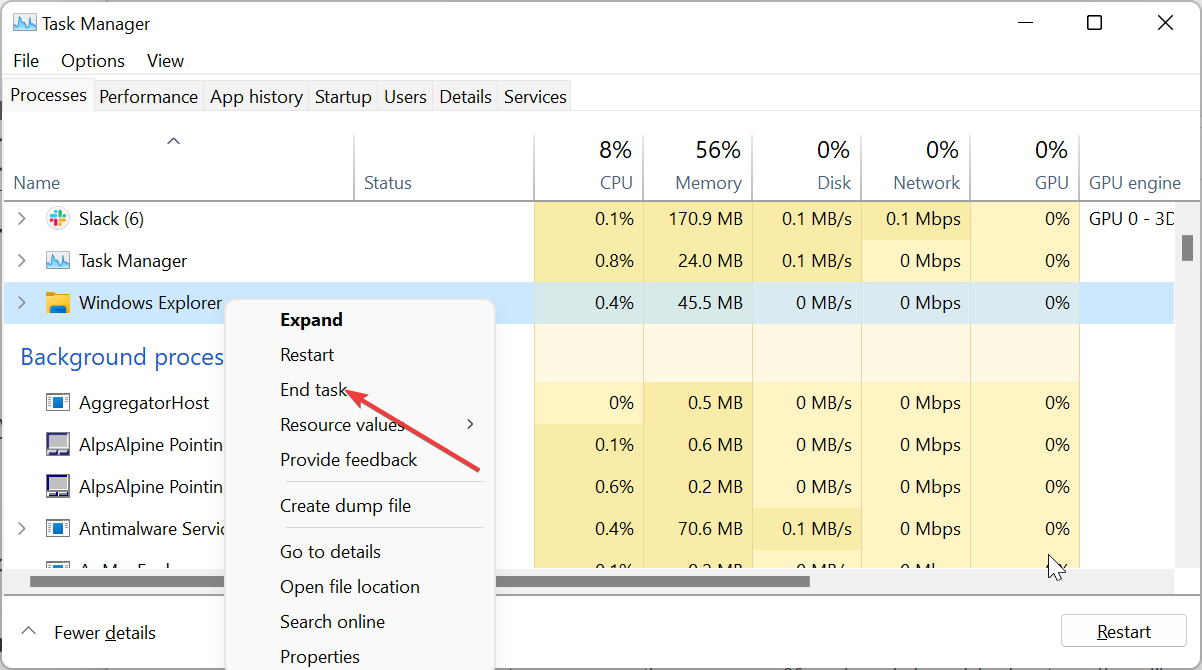 タスクを終了 Windows 11 ファイルエクスプローラー