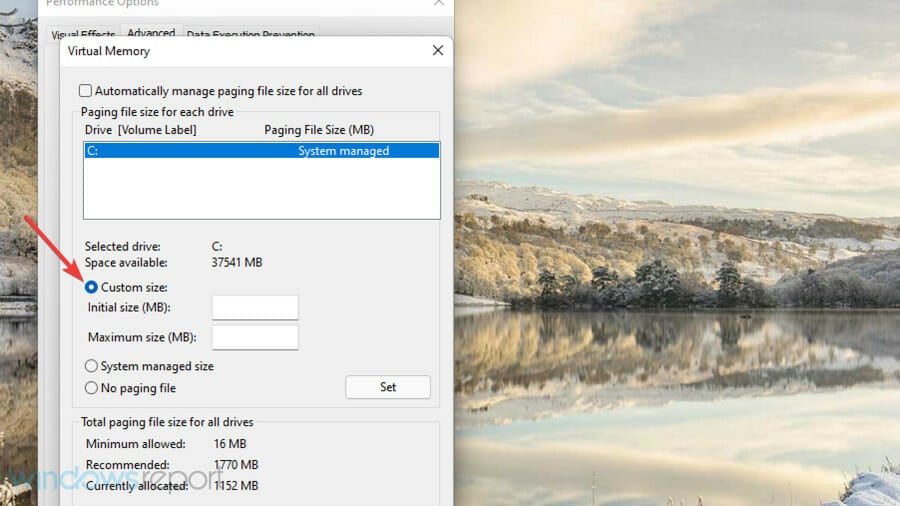 Пользовательский размер Windows Отчет об ошибке событие ID 1001