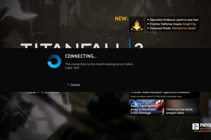 исправление кода ошибки titanfall 2 429