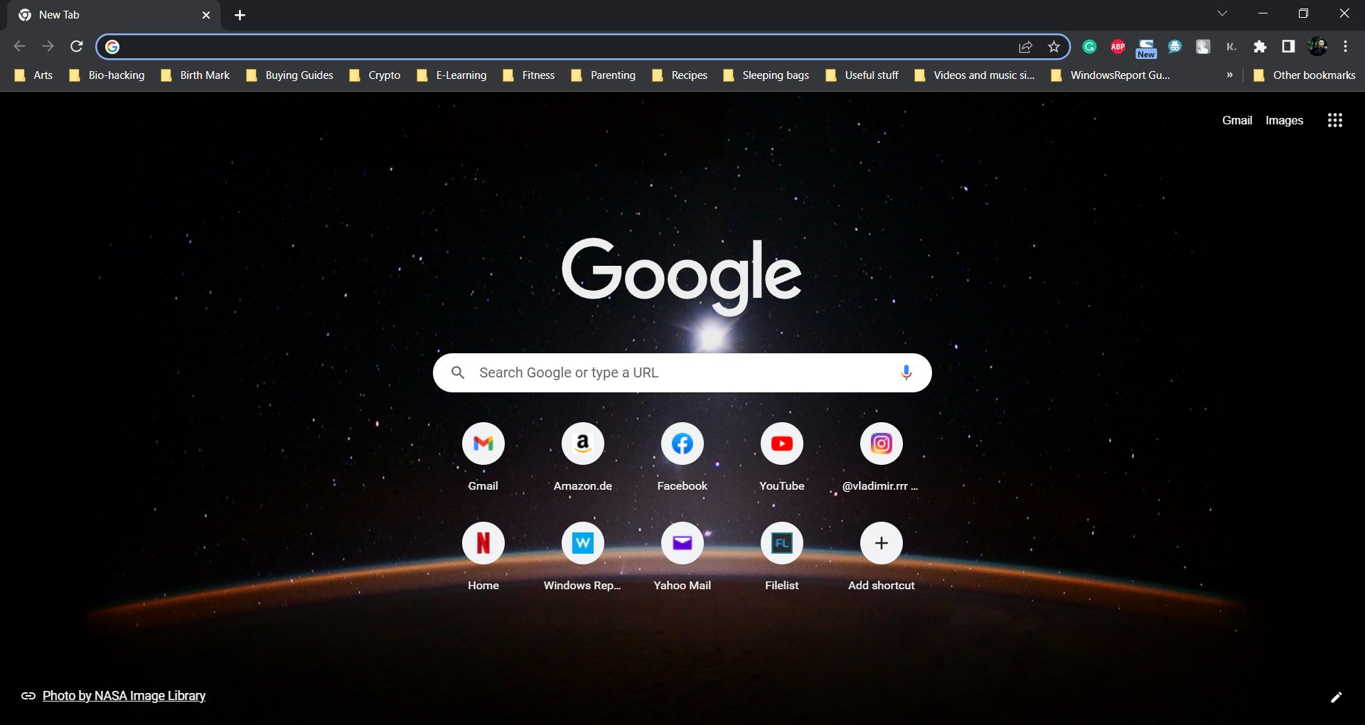 homepage do chrome