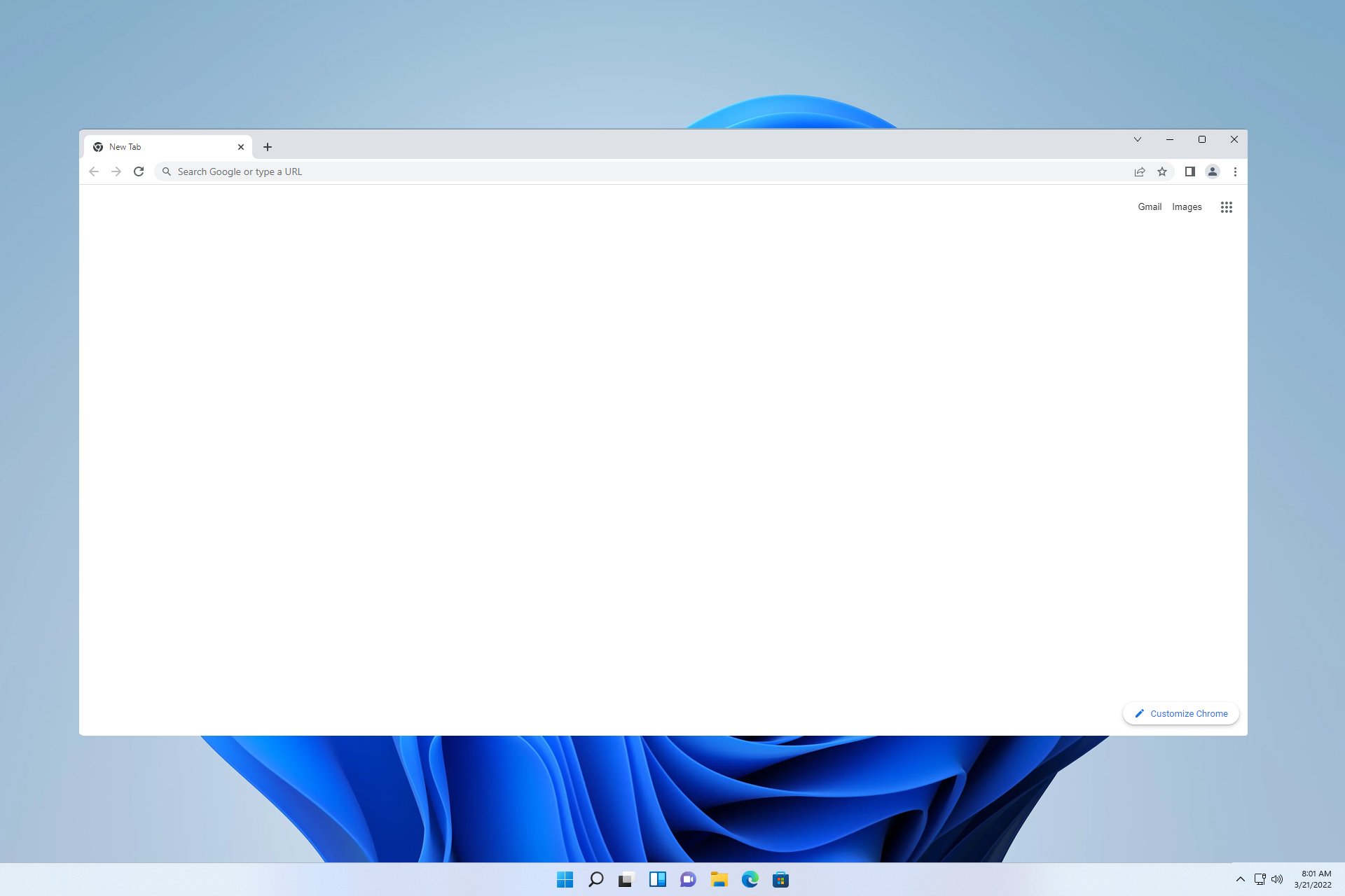 écran blanc chrome