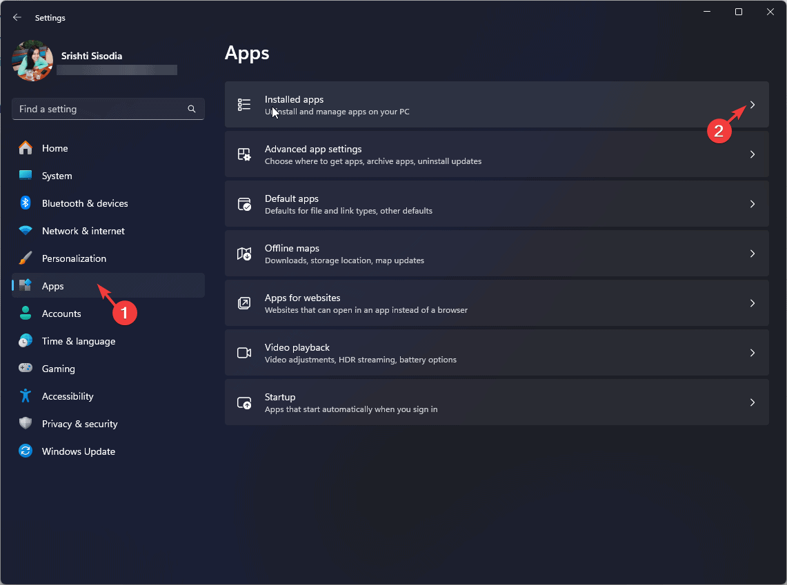 Apps -Installed apps