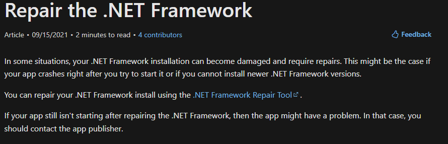 Reparar o net Setup não conseguiu baixar o arquivo