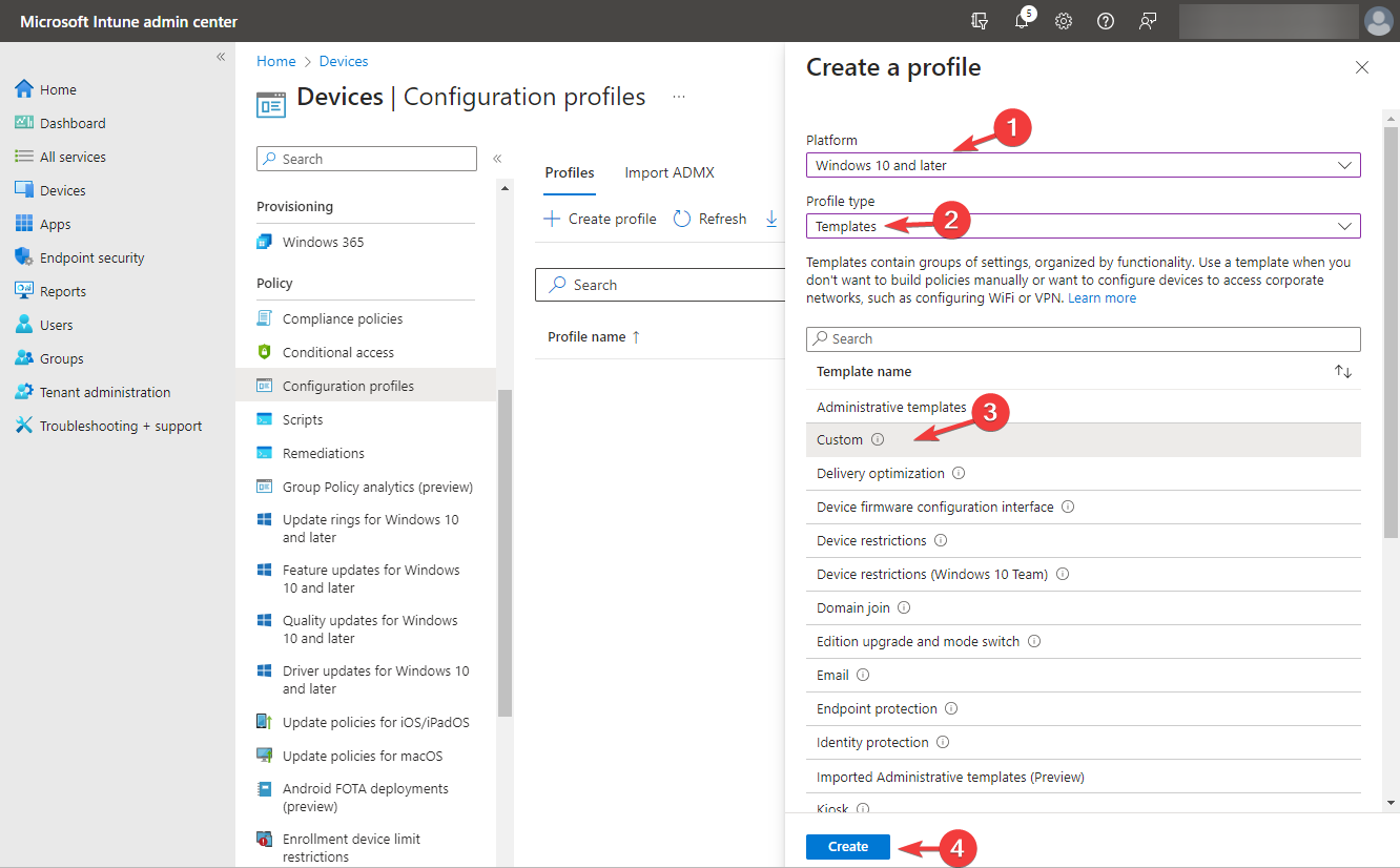 Creating profile - 