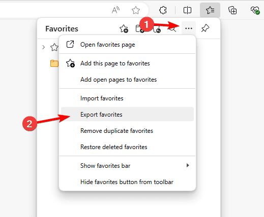 export favorites edge