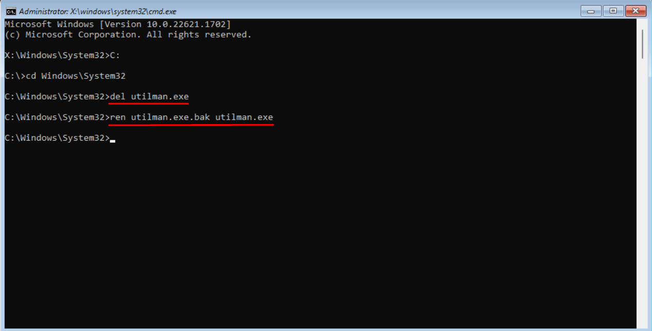 restore the files