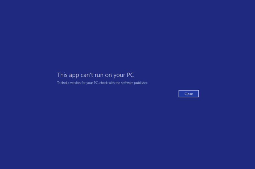 aplicativo não pode funcionar este aplicativo não pode ser executado no seu pc