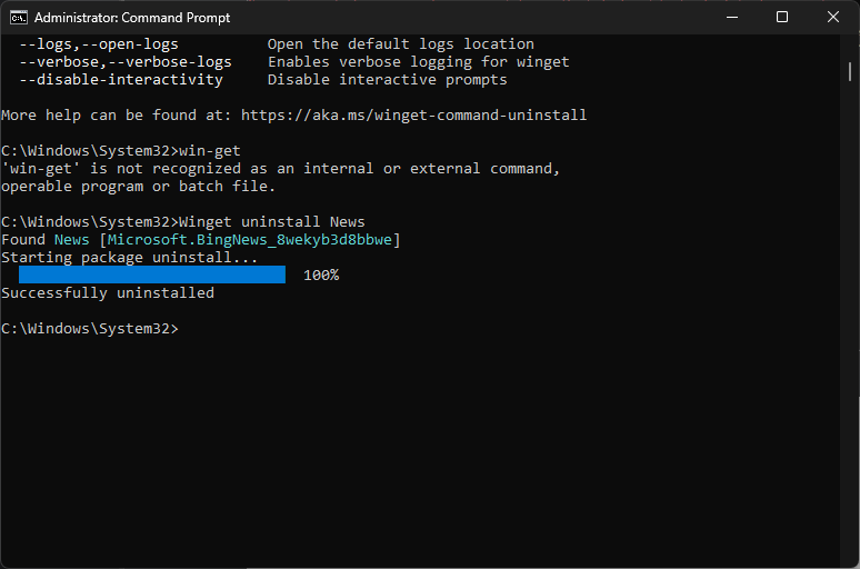 cmd_remover aplicativos Windows 11 winget