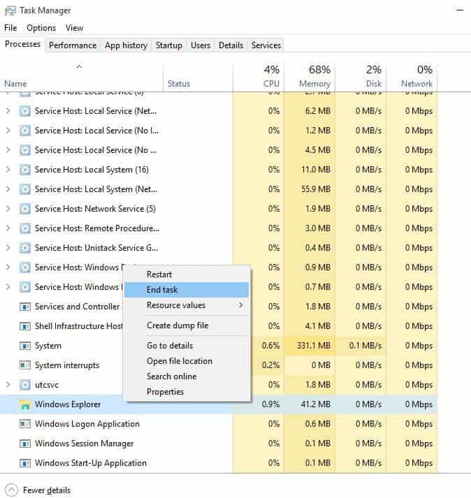 get no files on desktop Windows 10
