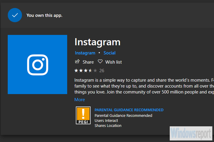 instagram microsoft store