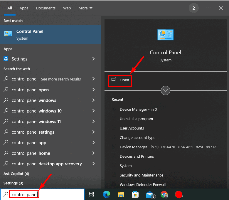 Panneau de configuration