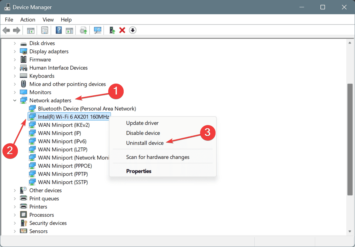 desinstalar dispositivo para arreglar ERROR_NETWORK_BUSY
