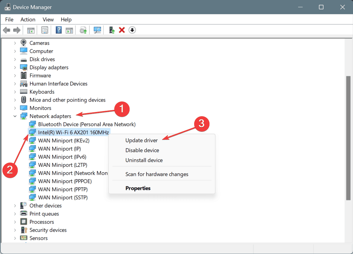 actualizar controlador del adaptador de red para arreglar ERROR_NETWORK_BUSY
