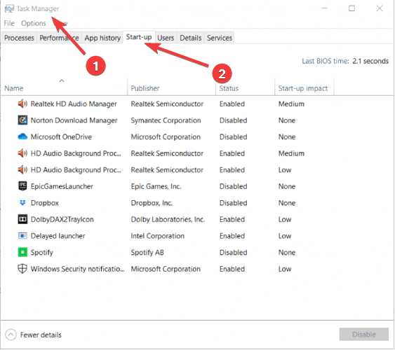 The Start-up tab Fix 0x00000016, 0x00000017