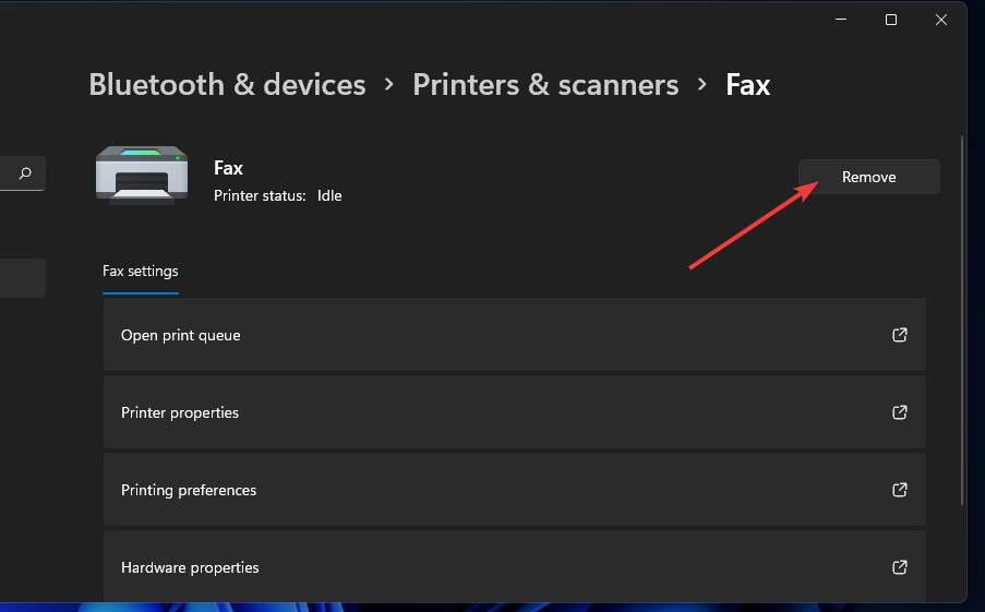 The Remove option wireless printer windows 11