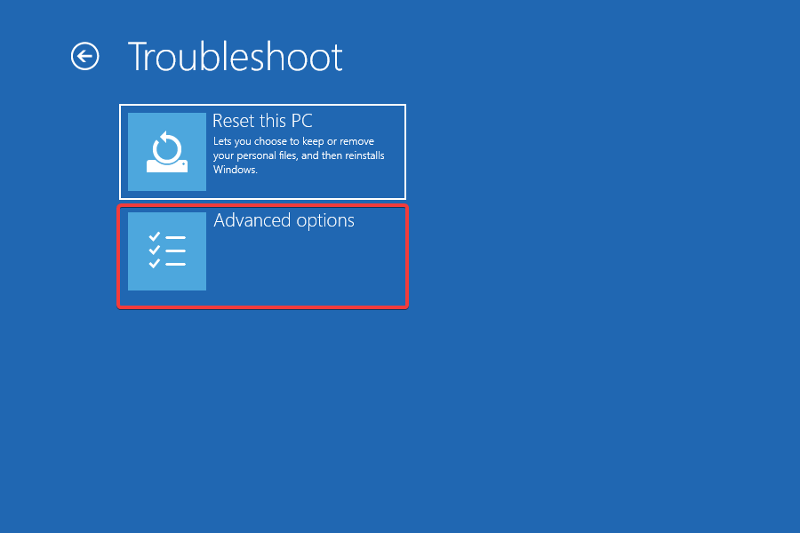 opções avançadas para acessar o modo de recuperação do Windows 10