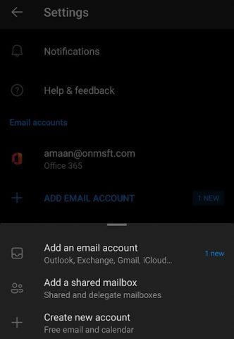 Imposta email su Outlook per Android