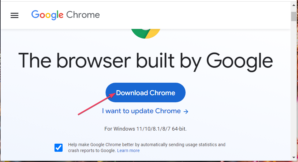 botón de descargar chrome