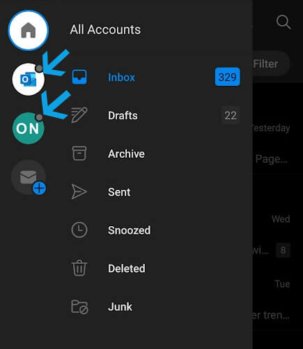 Imposta email su Outlook per Android