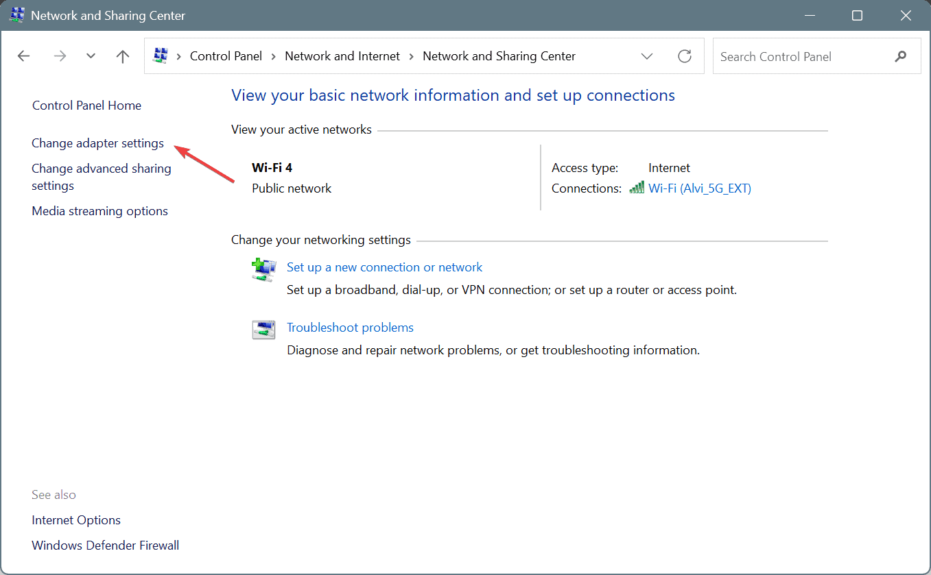 adapter settings