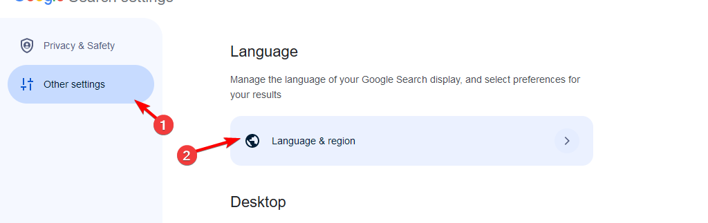sprache und region einstellungen google