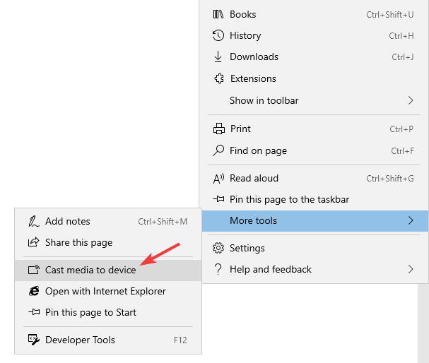 edge cast media to device chromecast browser