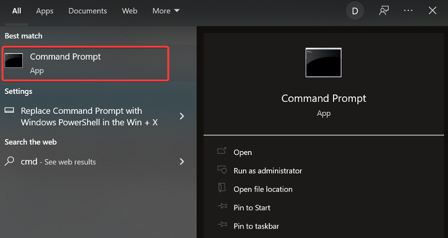 открытие cmd