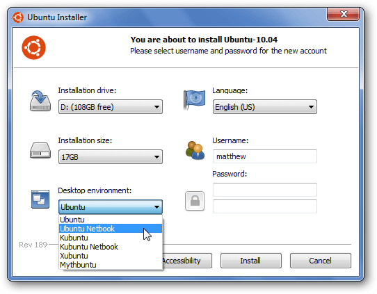 WUBI - install Linux on Windows