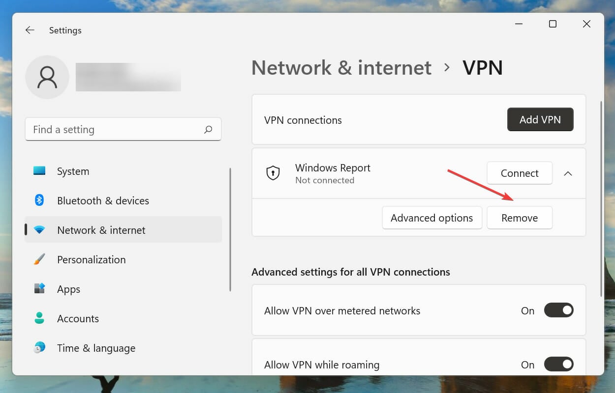 VPN entfernen, um den Fehler "Kann nicht mit diesem Netzwerk verbinden" in Windows 11 zu beheben